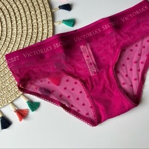 Victoria's Secret Velvet Waistband Flocked Hiphugger Panty Berry Blush XS NEW